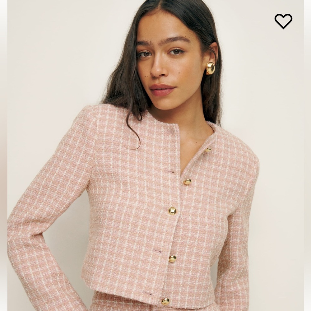 Reformation Trista Jacket Pink Tweed size SMALL
